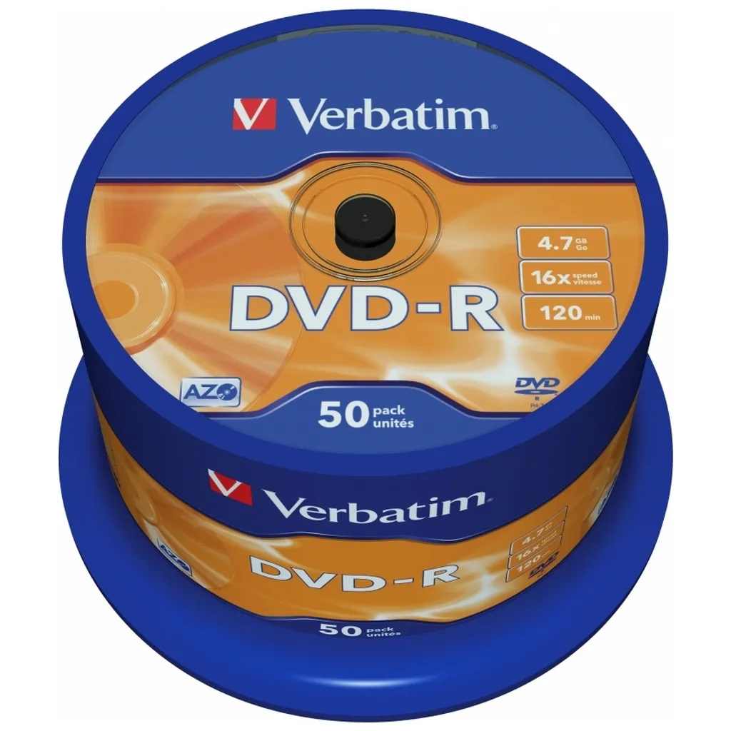 Компакт-диск и дискета Диск DVD Verbatim 4.7Gb 16X CakeBox 50шт (43548)