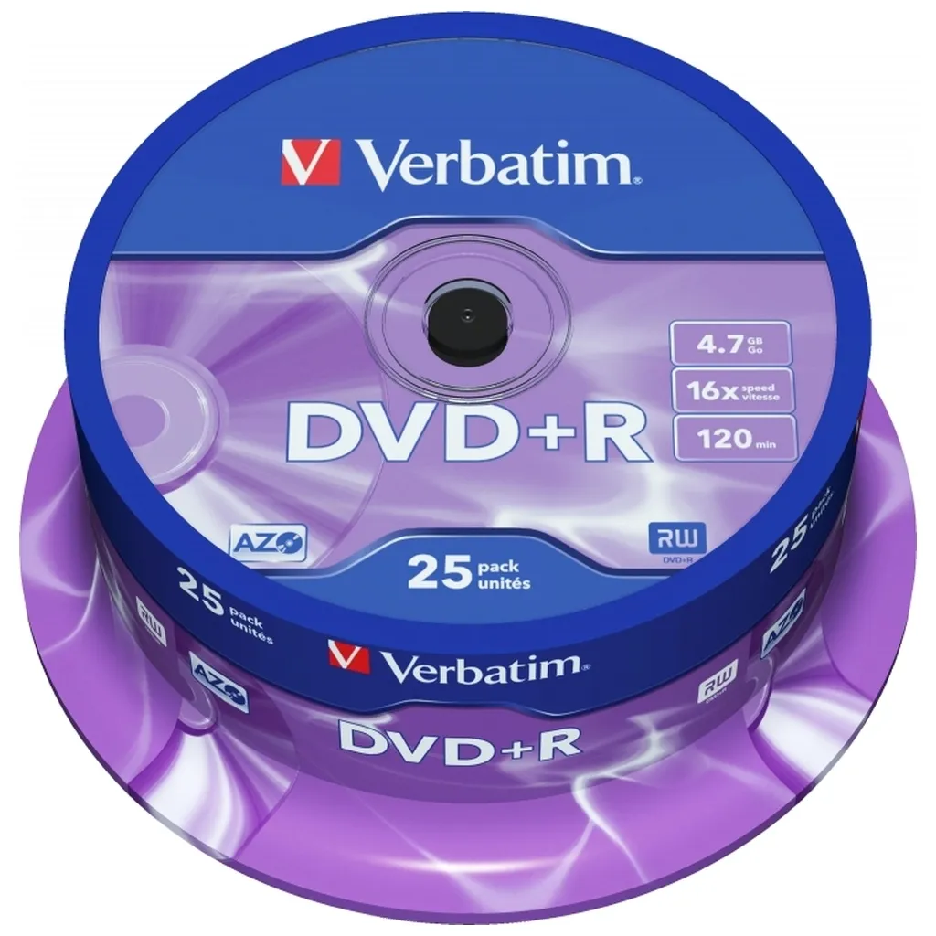 Компакт-диск и дискета Диск DVD Verbatim 4.7Gb 16X CakeBox 25шт Silver (43500)