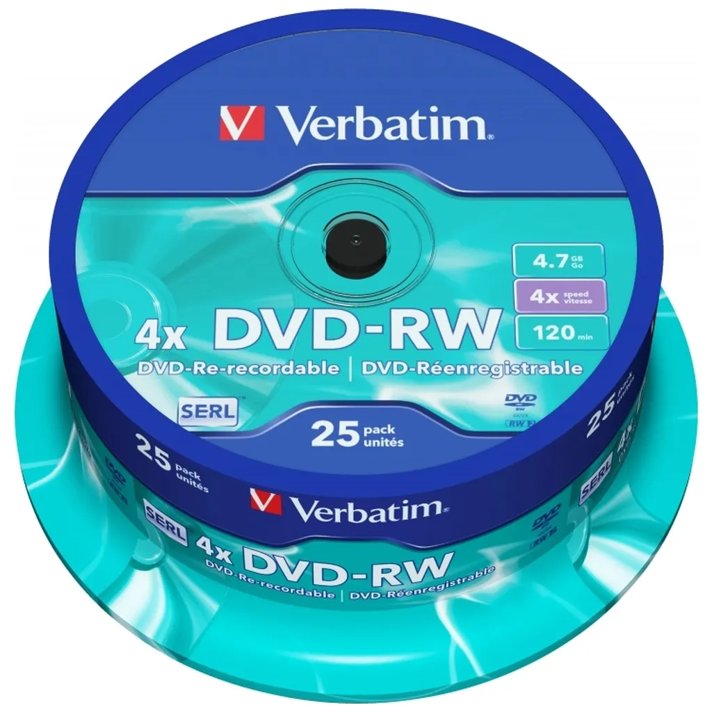 Компакт-диск и дискета Диск DVD Verbatim 4.7Gb 4x CakeBox 25 шт silver (43639)