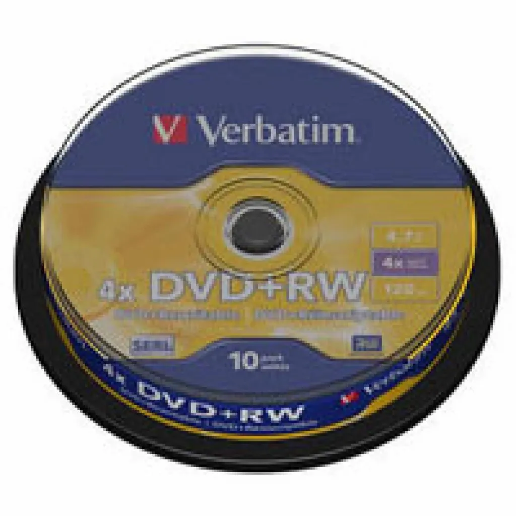 Компакт-диск и дискета Диск DVD Verbatim 4.7Gb 4x CakeBox 10 шт silver (43488)