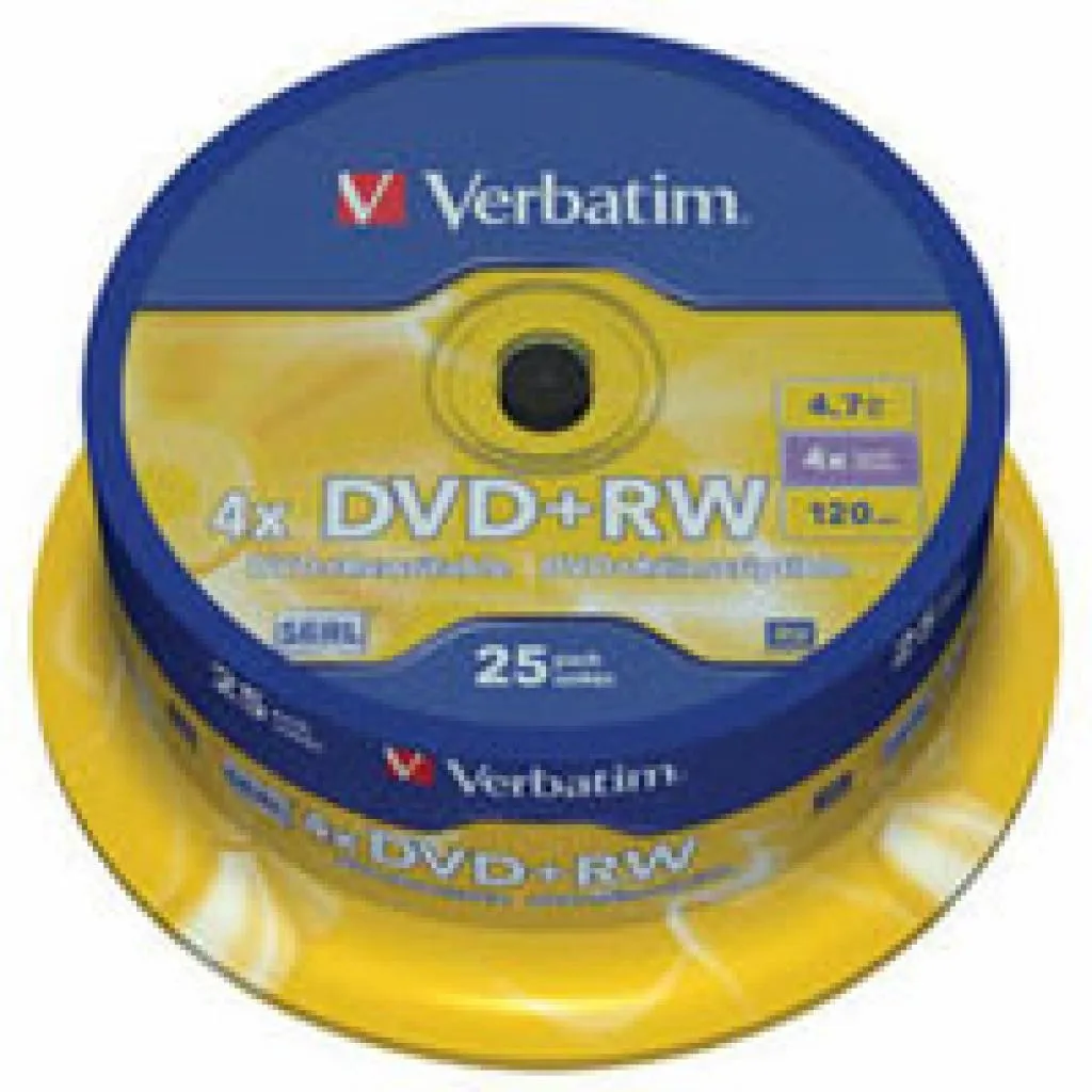 Компакт-диск и дискета Диск DVD Verbatim 4.7Gb 4x CakeBox 25 шт silver (43489)