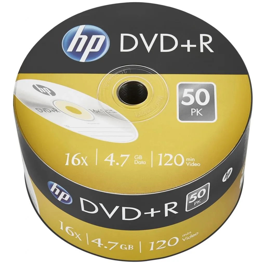 Компакт-диск и дискета Диск DVD HP DVD+R 4.7GB 16X 50шт (69305/DRE00070-3)