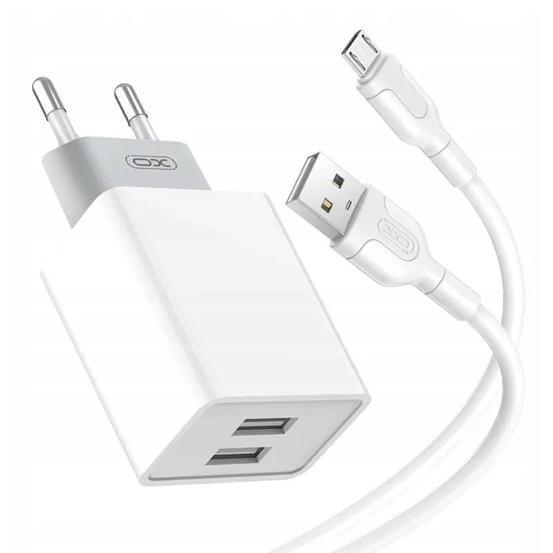 Зарядное устройство XO L65 (2USBх2.4A) White (L65-M-WH) + кабель microUSB