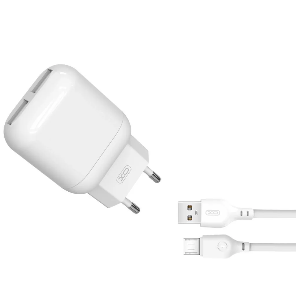 Зарядное устройство XO L78 (2USBх2.4A) White (L78-M-WH) + кабель microUSB