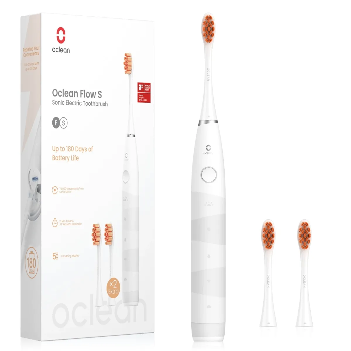  Oclean Flow S Sonic Electric Toothbrush White (6970810552959)