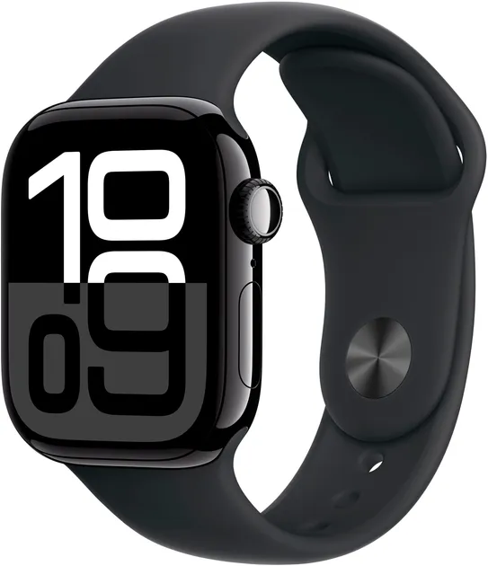 Смарт-часы Apple Watch Series 10 GPS 42mm Jet Black Aluminium Case with Black Sport Band - M/L (MWWF3)