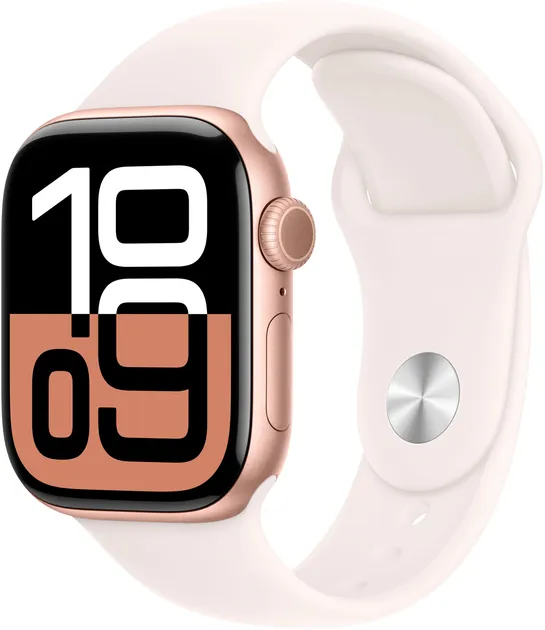 Смарт-годинник Apple Watch Series 10 GPS 42mm Rose Gold Aluminium Case with Light Blush Sport Band - M/L (MWWJ3)