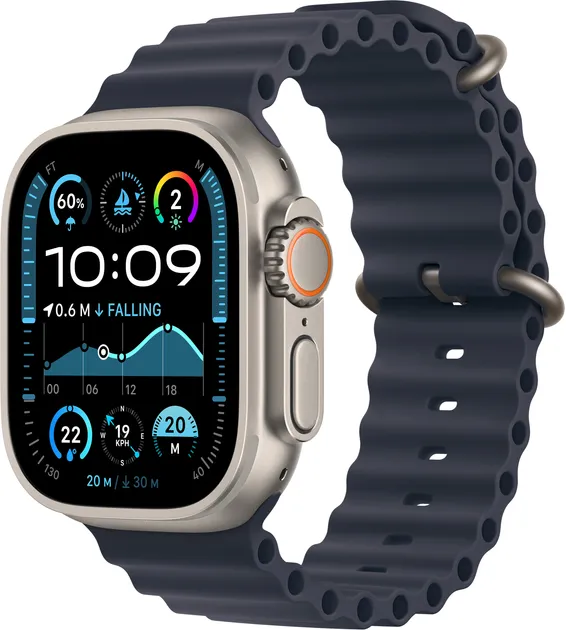 Смарт-годинник Apple Watch Ultra 2 GPS + Cellular 49mm Natural Titanium Case with Navy Ocean Band (MX4D3)