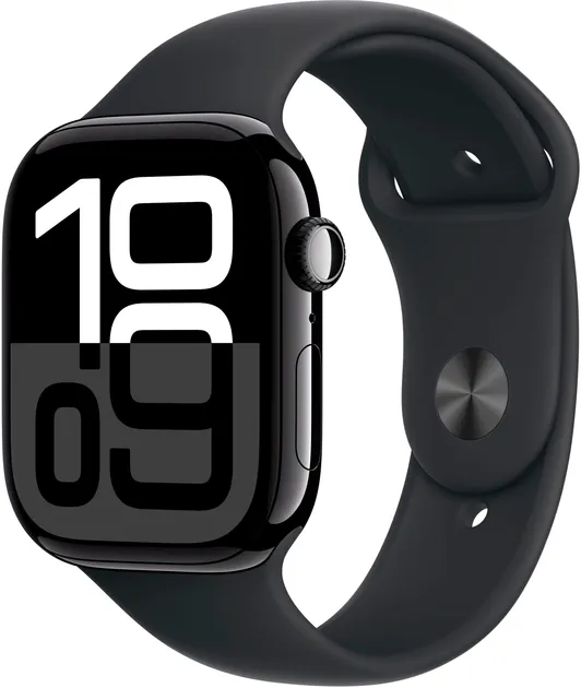 Смарт-часы Apple Watch Series 10 GPS 46mm Jet Black Aluminium Case with Black Sport Band - S/M (MWWP3)