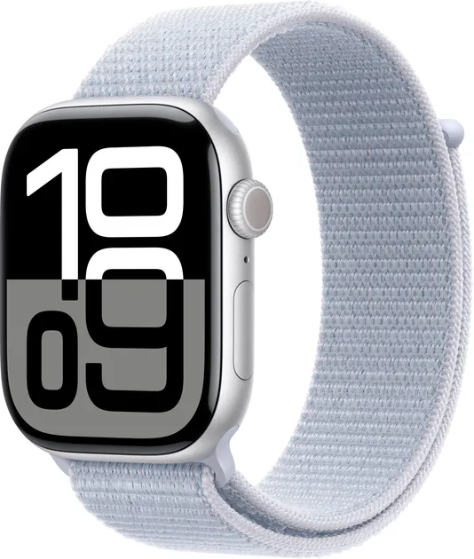 Смарт-часы Apple Watch Series 10 GPS 46mm Silver Aluminum Case with Blue Cloud Sport Loop (MWWN3)