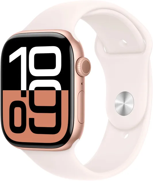 Смарт-годинник Apple Watch Series 10 GPS 46mm Rose Gold Aluminium Case with Light Blush Sport Band - M/L (MWWU3)