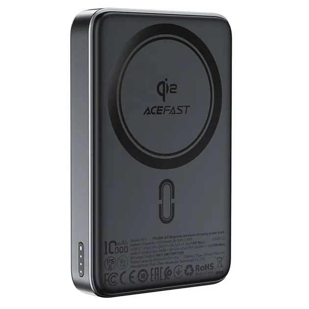 Внешний аккумулятор ACEFAST M11 PD30W Qi2 magnetic wireless charging power bank Black (6974316282341)