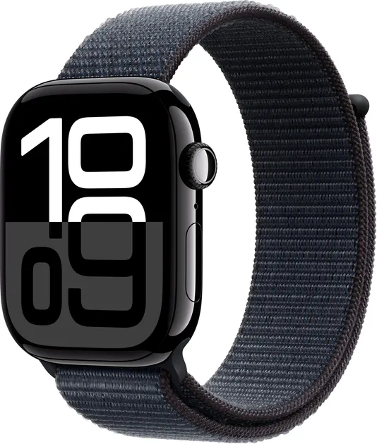 Смарт-годинник Apple Watch Series 10 GPS 46mm Jet Black Aluminum Case with Ink Sport Loop (MWWR3)