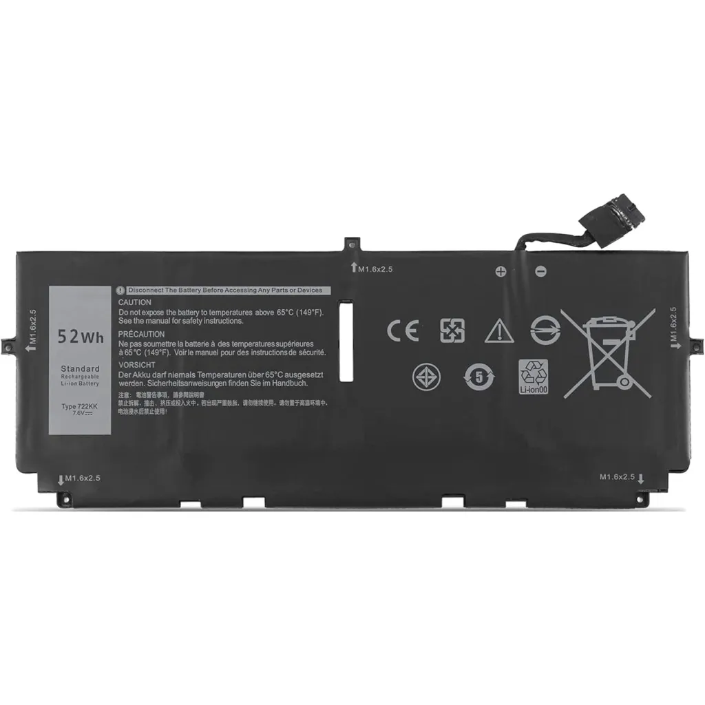 Аккумулятор для ноутбука Dell XPS 13-9300 722KK, 52Wh (6500mAh), 4cell, 7.6V, Li-ion AlSoft (A71003)