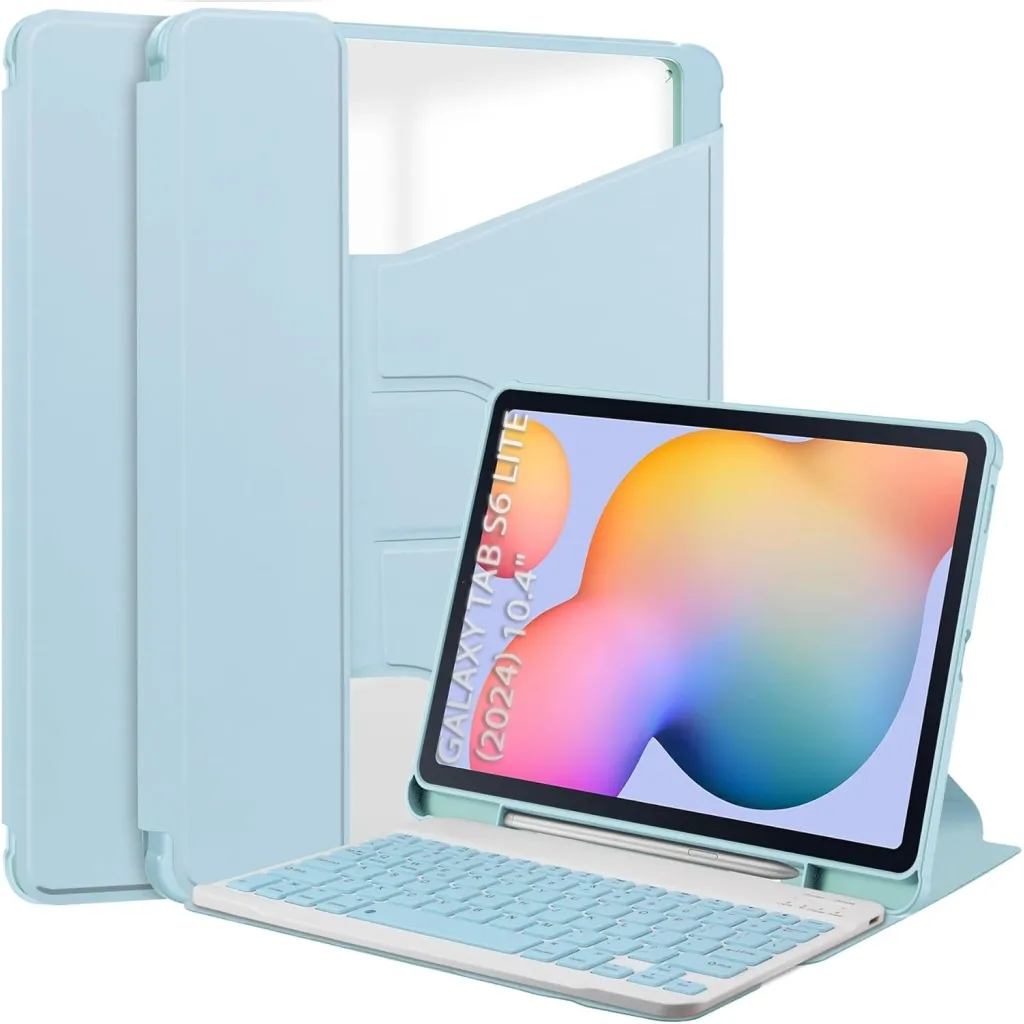 Чехла для планшета BeCover 360° Rotatable + Keyboard Samsung Tab S6 Lite (2024) 10.4" P620/P625/P627 Light Blue (712590)