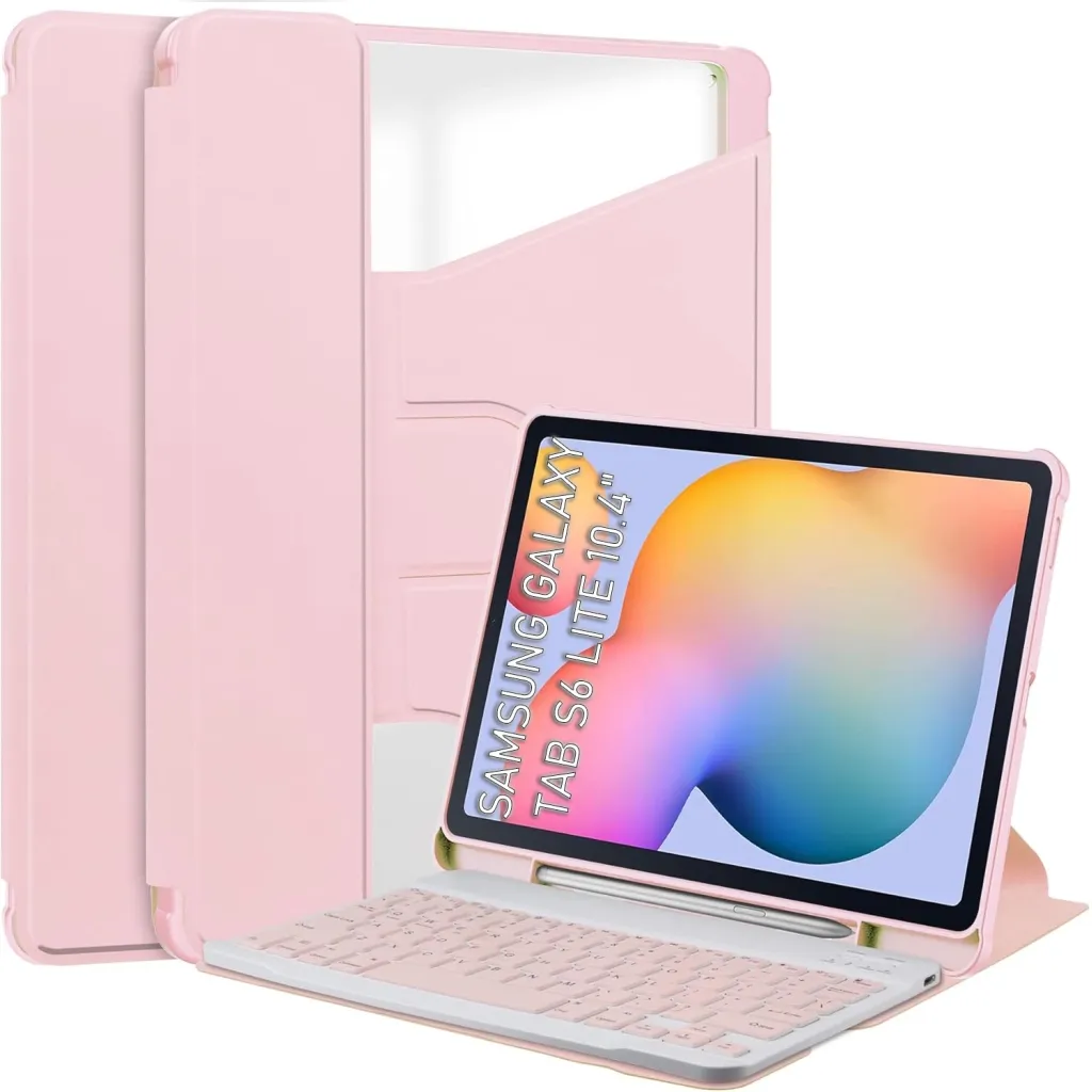 Чехла для планшета BeCover 360° Rotatable + Keyboard Samsung Tab S6 Lite 10.4 P610/P613/P615/P619 Pink (712408)