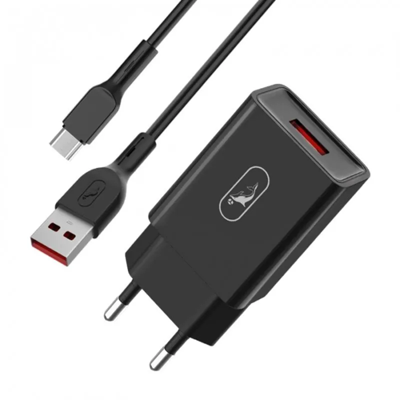 Зарядное устройство SkyDolphin SC36V (1USB, 2.4A) Black (SDMZP-000176) + microUSB