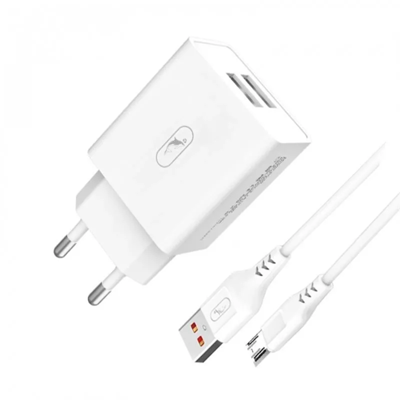 Зарядное устройство SkyDolphin SC30V (2USB, 2.1A) White (SDMZP-000114) + microUSB