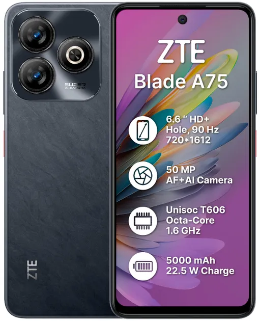 Смартфон ZTE Blade A75 4/256GB Black EU