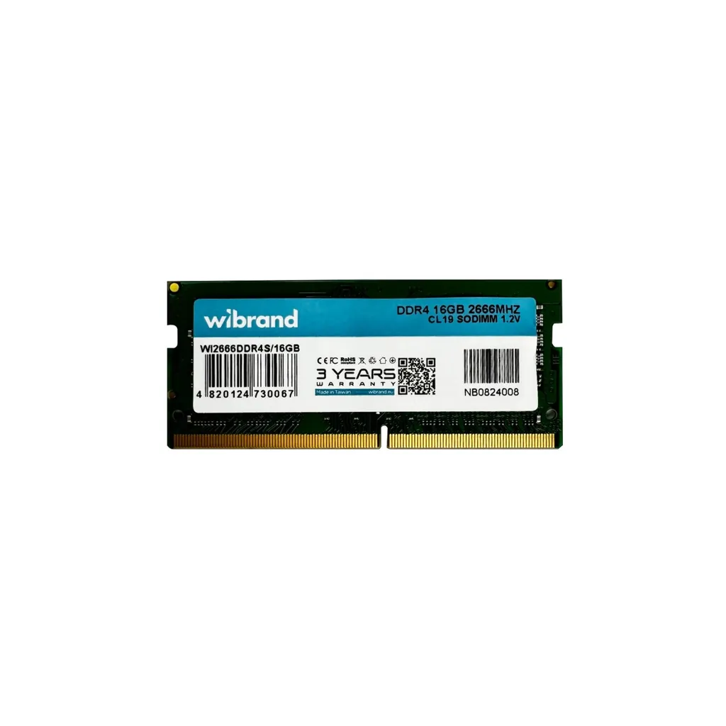 Оперативная память для ноутбука SoDIMM DDR4 16GB 2666 MHz Wibrand (WI2666DDR4S/16GB)