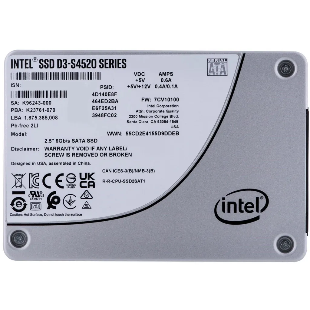 SSD диск 2.5" 7.68TB D3-S4520 INTEL (SSDSC2KB076TZ01)