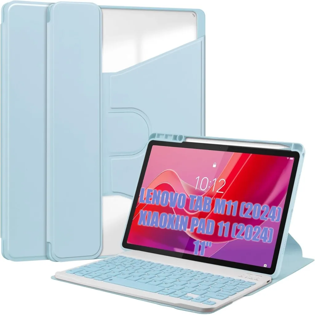 Чехла для планшета BeCover 360° Rotatable + Keyboard Lenovo Tab M11 (2024) TB-TB330FU/Xiaoxin Pad 11 (2024) 11" Light Blue (712410)