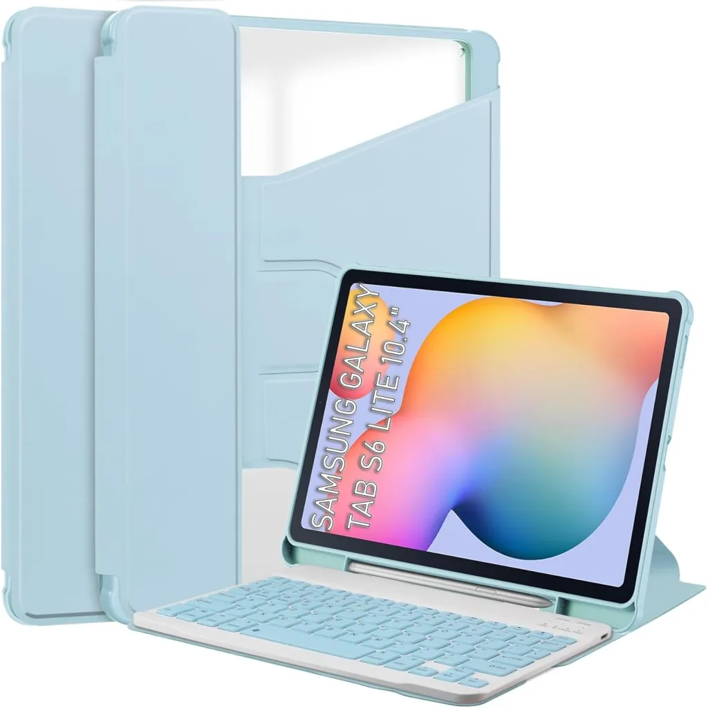 Чехла для планшета BeCover 360° Rotatable + Keyboard Samsung Tab S6 Lite 10.4 P610/P613/P615/P619 Light Blue (712407)