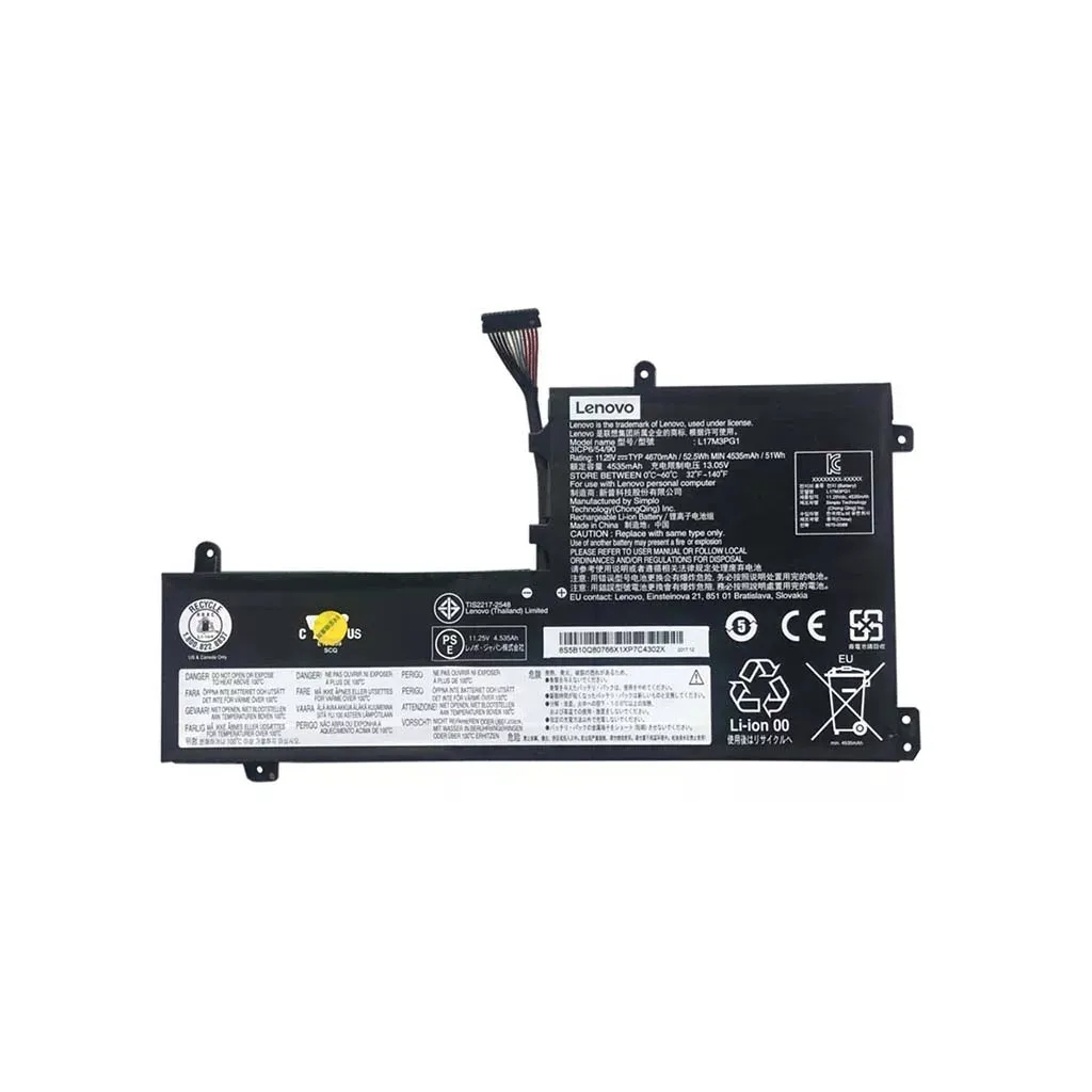 Аккумулятор для ноутбука Lenovo Legion Y530-15ICH L17L3PG1, 52.5Wh (4630mAh), 3cell, 11.34V, длинн. кабель (A47951)