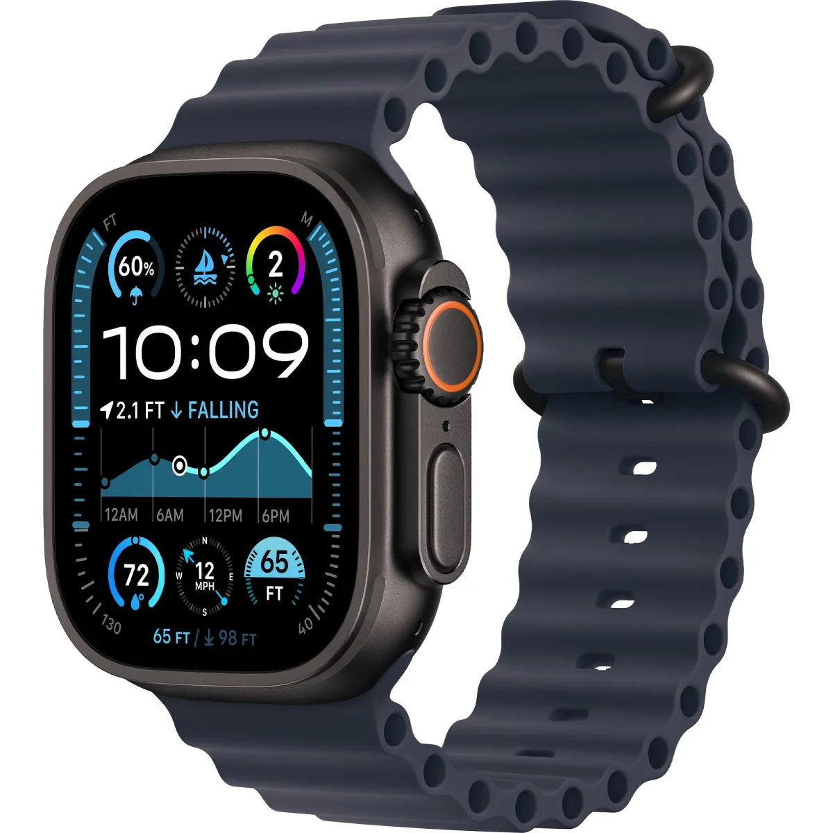 Смарт-годинник Apple Watch Ultra 2 GPS + Cellular 49mm Black Titanium Case with Navy Ocean Band (MYTC3+MYPA3)