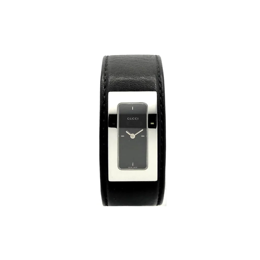 Наручний годинник Gucci 7800SR 07835 steel, black dial, black leather