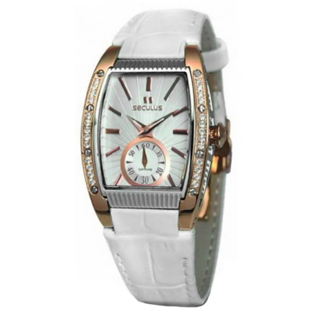  Seculus 1667.2.1069 white, pvd-r cz stones, white leather