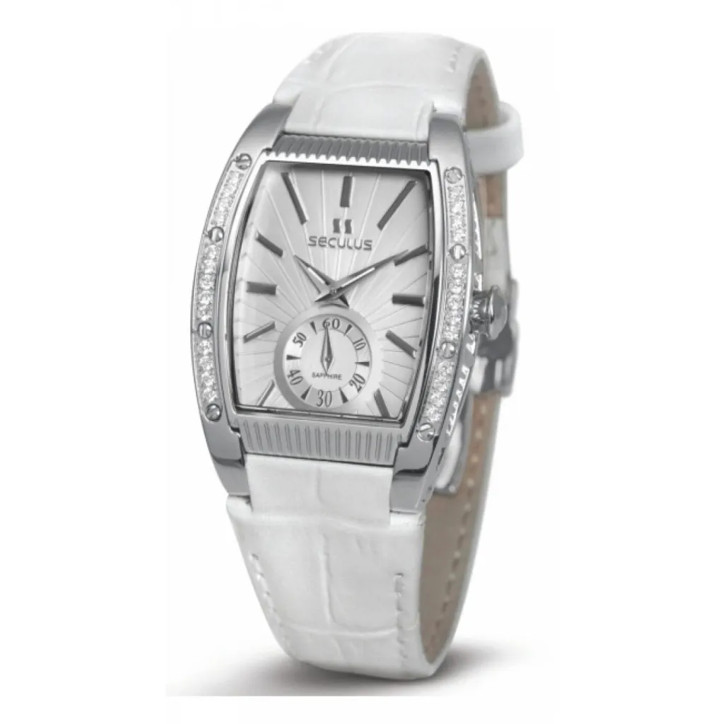  Seculus 1667.2.1069 white, ss cz stones, white leather