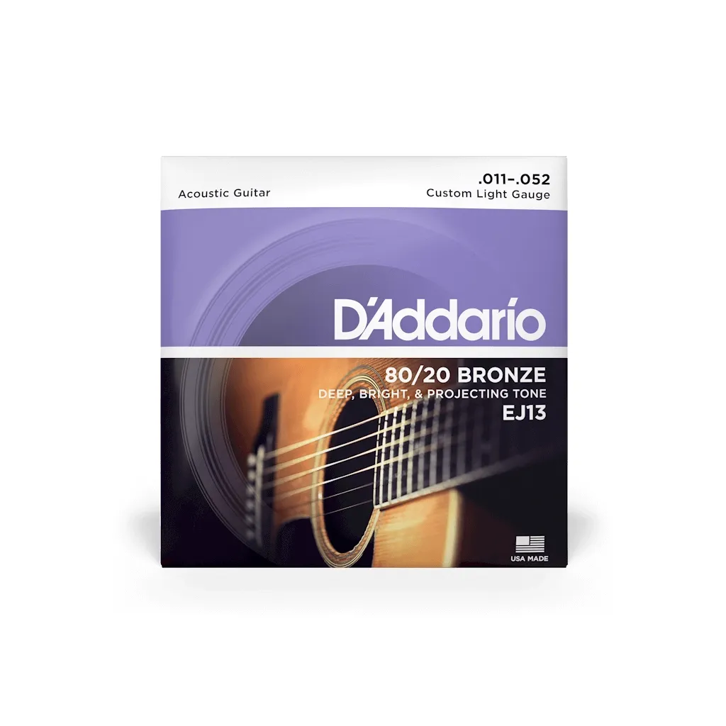 Струни для гітари D'Addario 80/20 Bronze Custom Light (11-52) (EJ13)