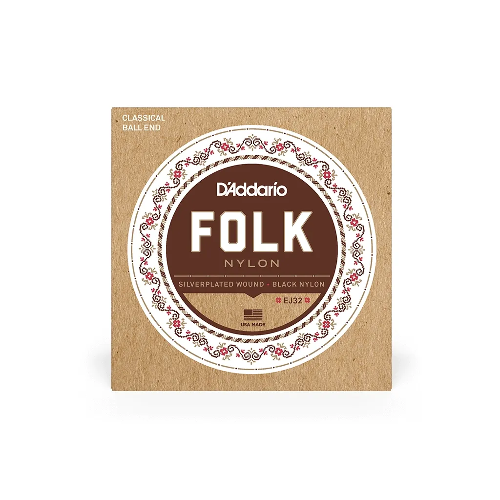 Струни для гітари D'Addario Folk Nylon Ball End Silver Wound / Black Treble (EJ32)