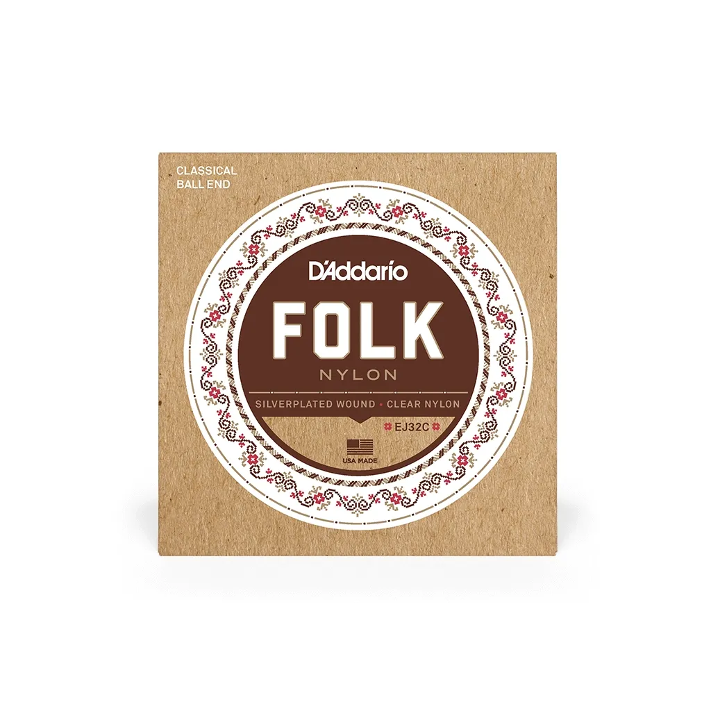 Струни для гітари D'Addario Folk Nylon Ball End Silver Wound / Clear Treble (EJ32C)