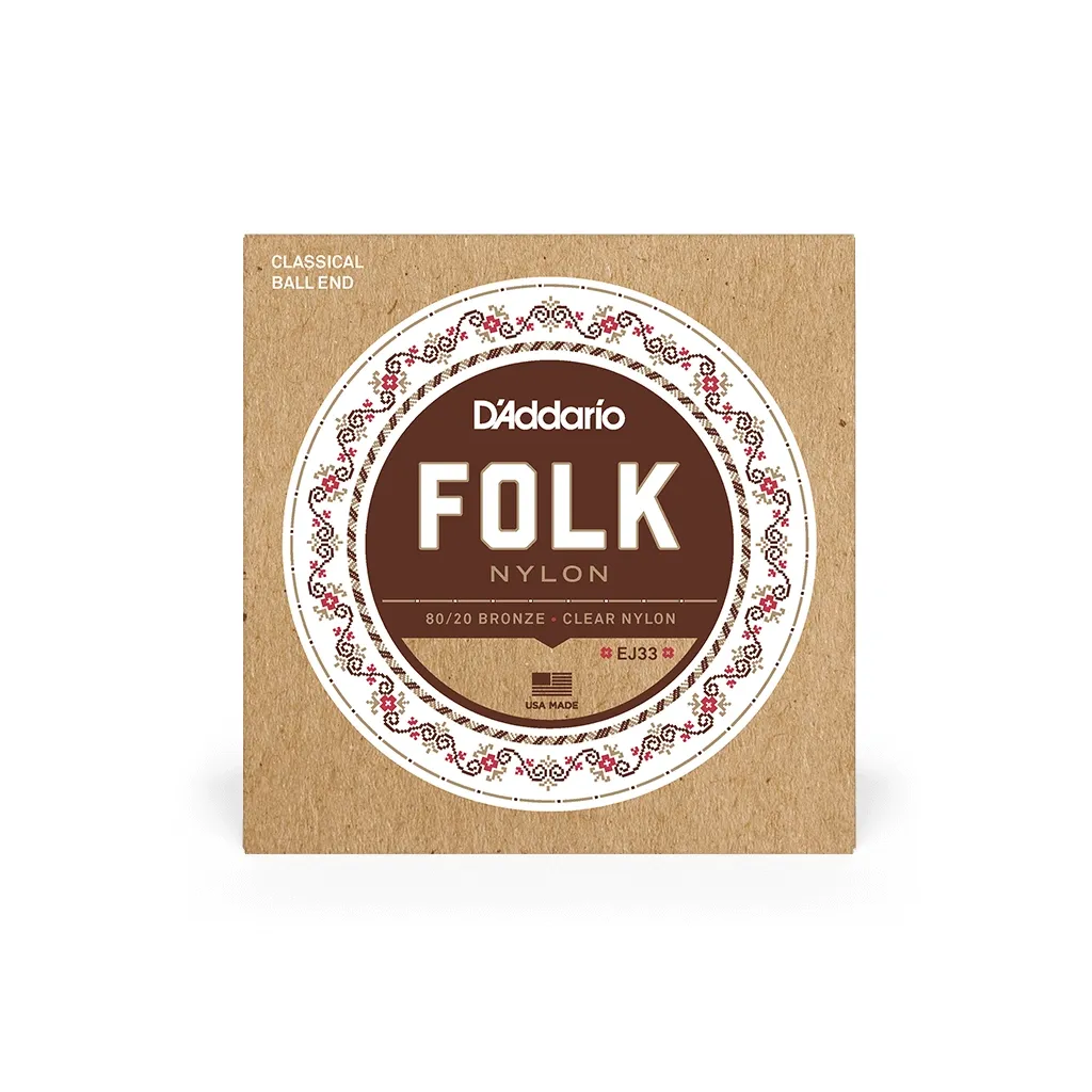 Струни для гітари D'Addario Folk Nylon 80/20 Bronze Ball End Clear Treble (EJ33)