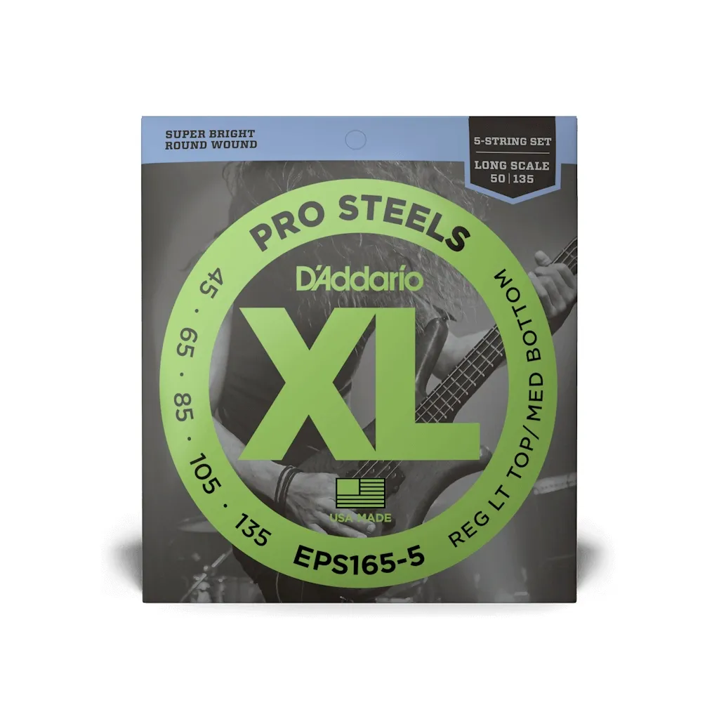  D'Addario XL Pro Steels Bass Reg Light Top / Med Bottom 5-String (45-135) (EPS165-5)