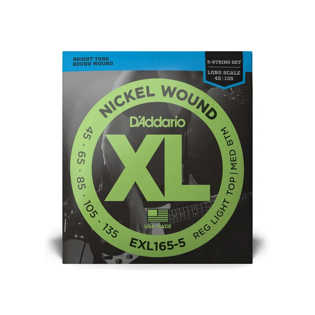  D'Addario XL Nickel Wound Bass Reg Light Top / Med Bottom 5-String (45-135) (EXL165-5)