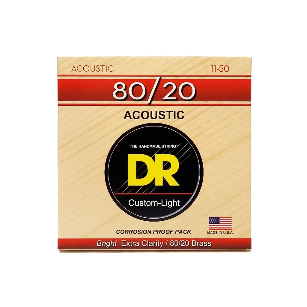 Струни для гітари DR Strings HI-BEAM Acoustic 80/20 Bronze - Custom Light (11-50) (HA-11)