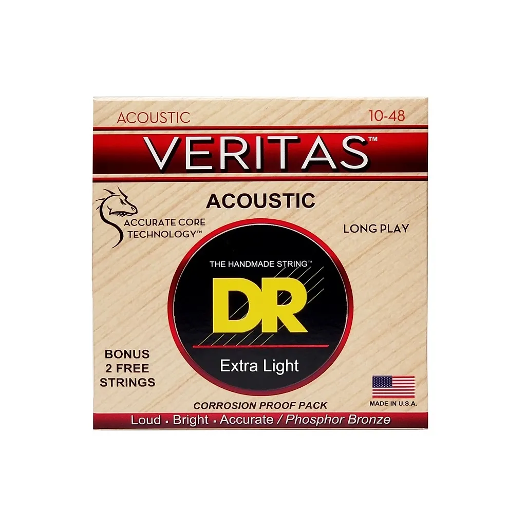  DR Strings VERITAS Coated Core Acoustic Guitar Strings - Extra Light (10-48) (VTA-10)