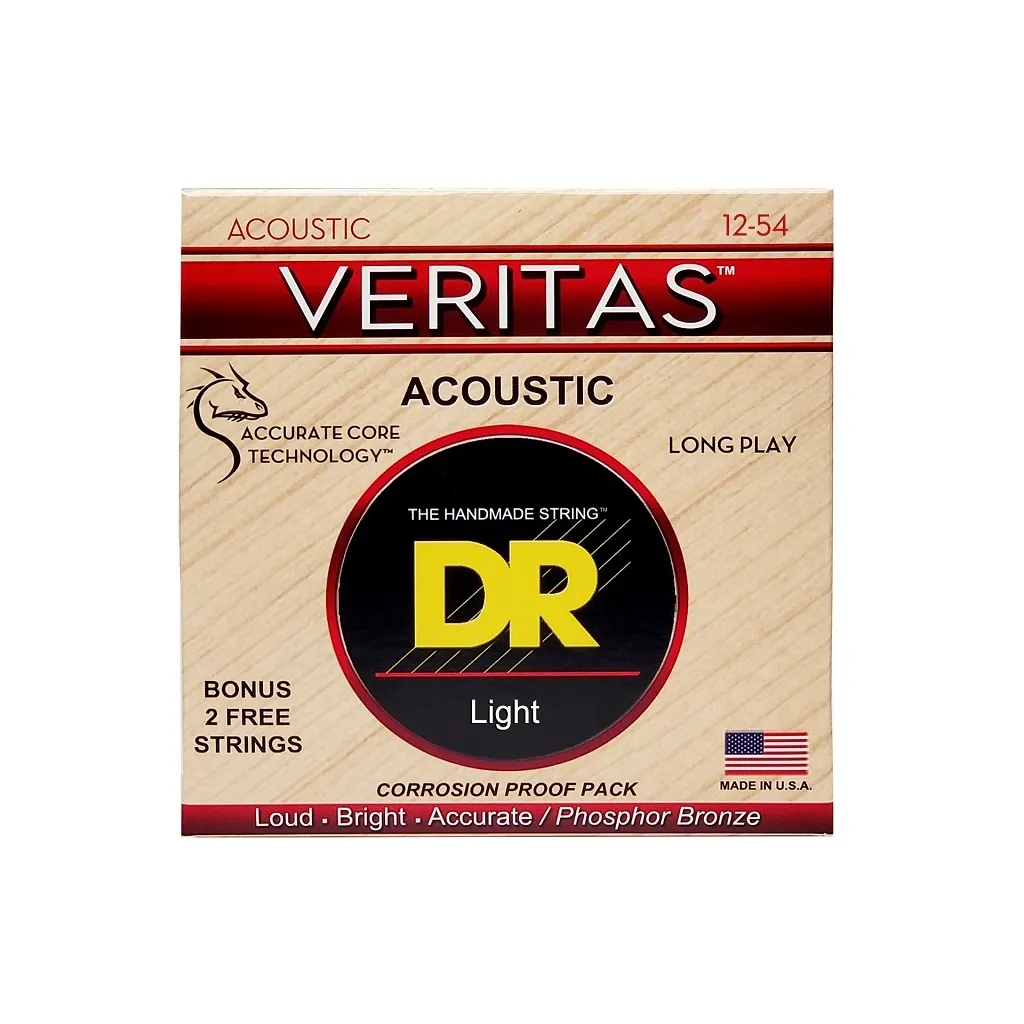  DR Strings VERITAS Coated Core Acoustic Guitar Strings - Light (12-54) (VTA-12)