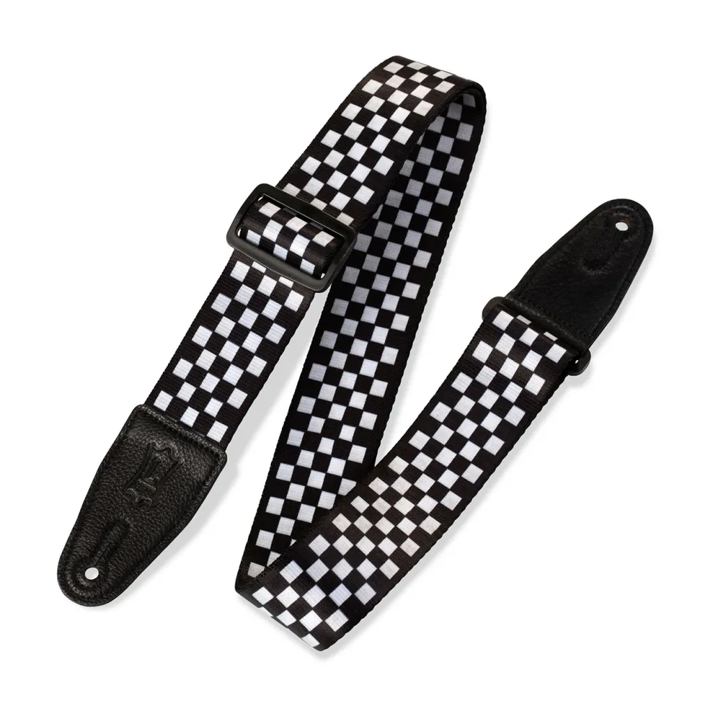  Levy's Print Series Guitar Strap Black And White Checkers (MP-28)