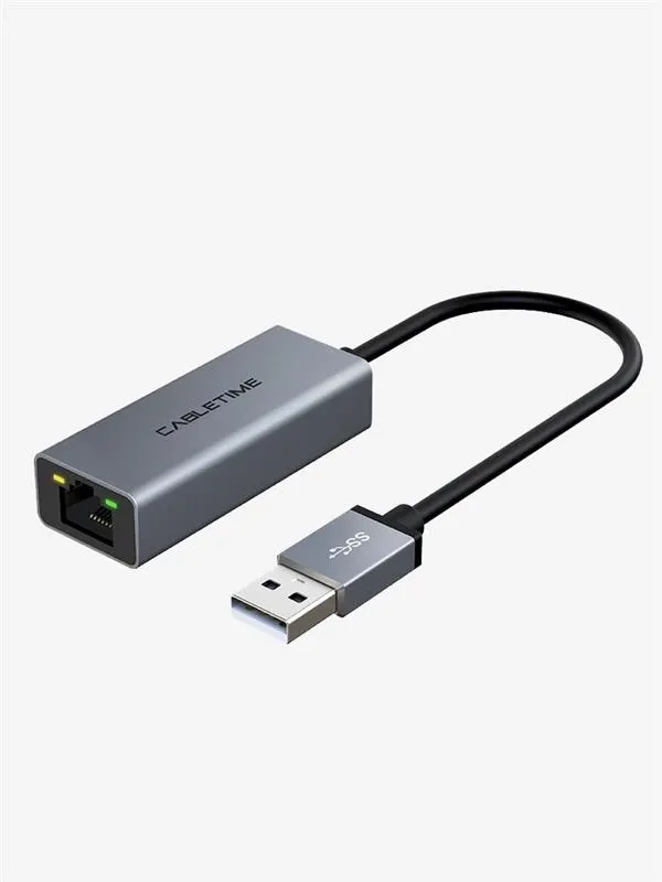 Адаптер и переходник Cabletime USB 100Mbps Ethernet 0.15m Space Grey (CB52G)