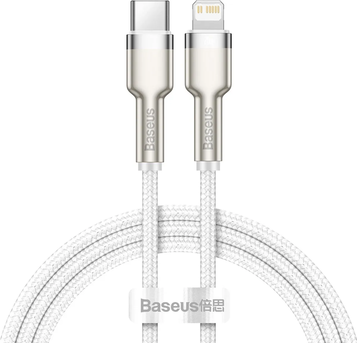 Кабель синхронизации Baseus Cafule Metal USB-C-Lightning 1m White (6953156202078)