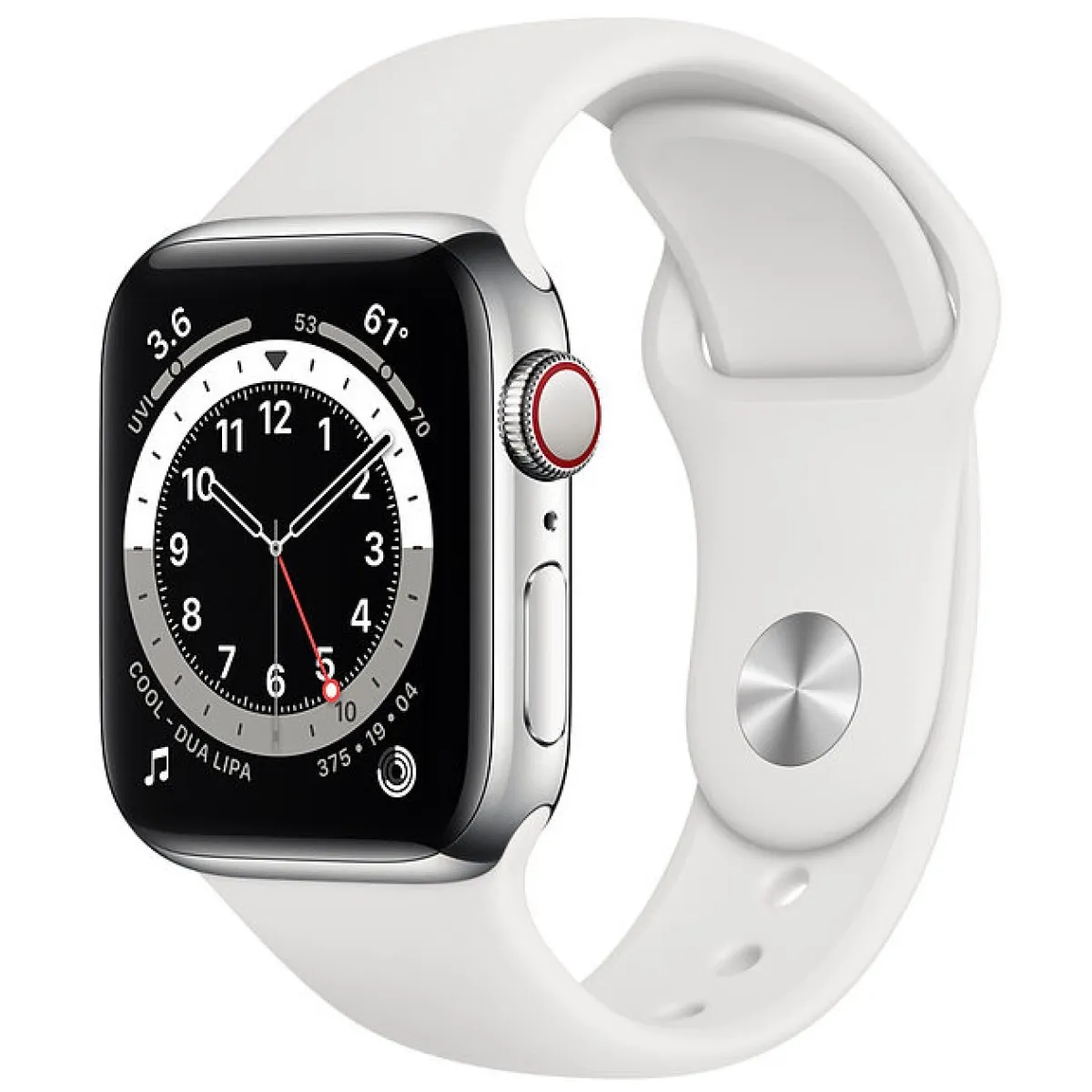 Смарт-годинник Apple Watch Series 6 GPS + Cellular 40mm Silver Stainless Steel Case with White Sport Band (M02U3)