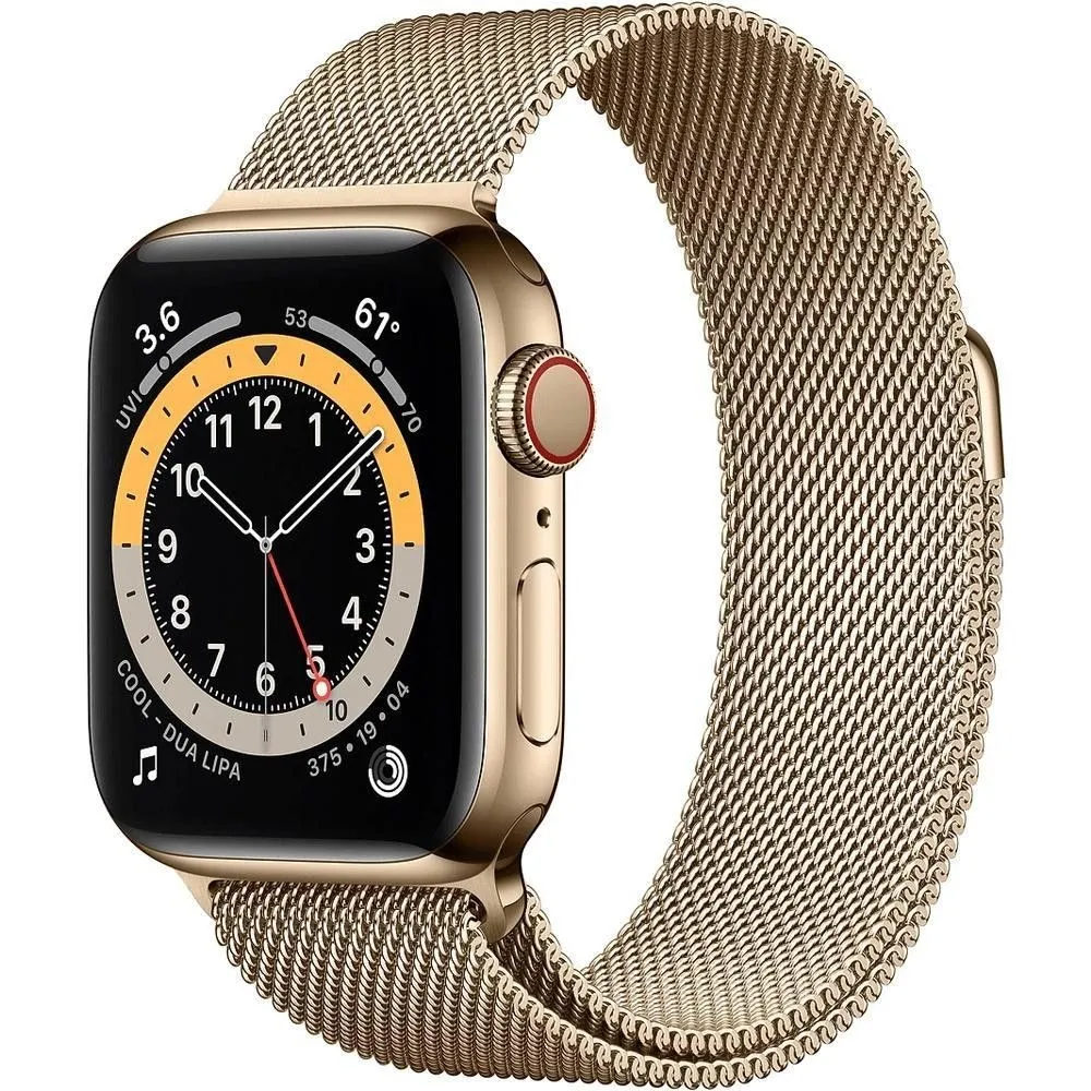 Смарт-годинник Apple Watch Series 6 GPS + Cellular 44mm Gold Stainless Steel Case with Gold Milanese Loop (M07P3)