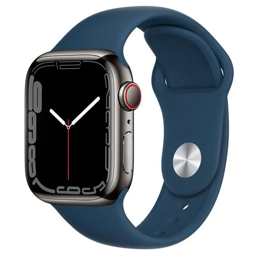 Смарт-годинник Apple Watch Series 7 GPS + Cellular 41mm Graphite Stainless Steel Case with Abyss Blue Sport Band (MKHJ3)