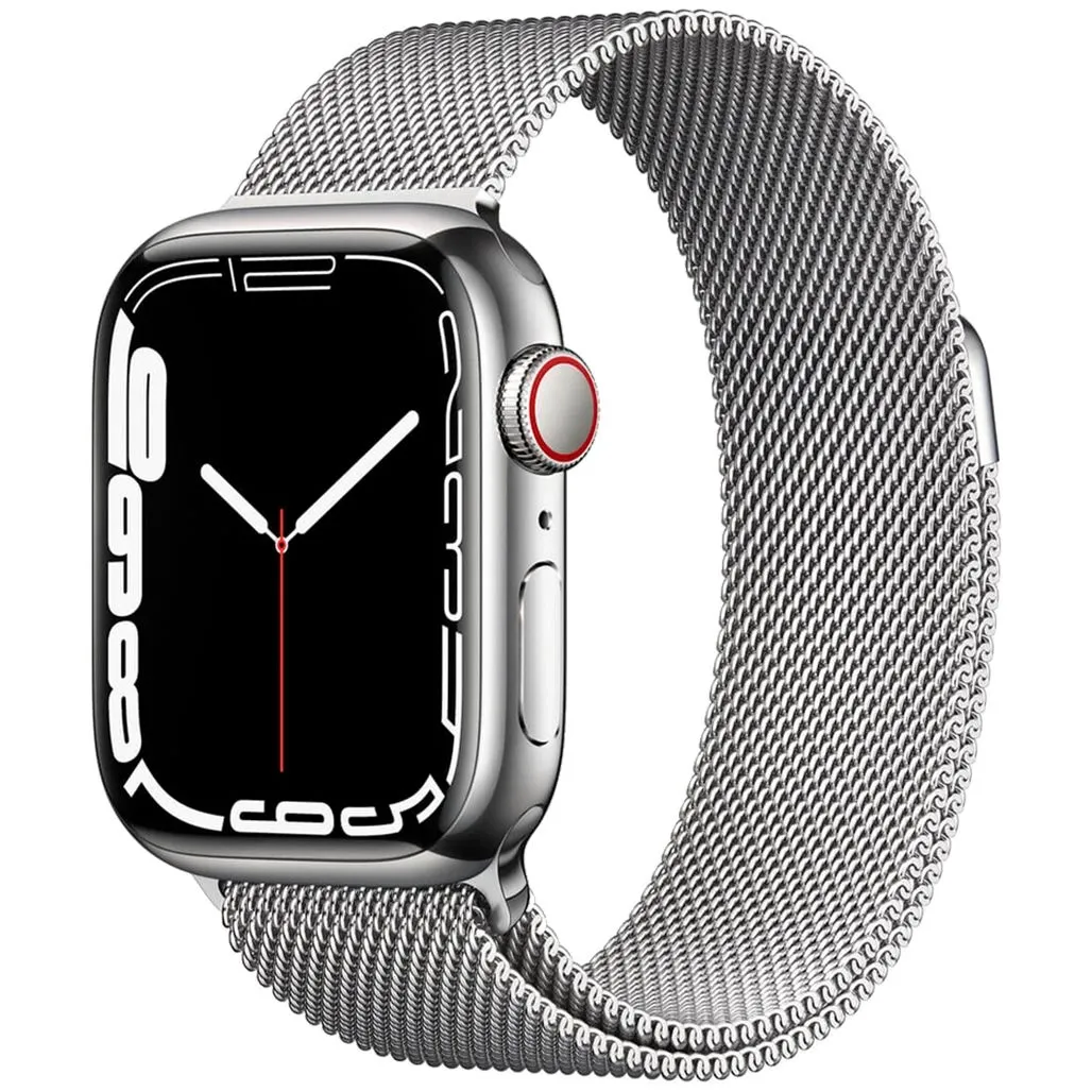 Смарт-годинник Apple Watch Series 7 GPS + Cellular 41mm Silver Stainless Steel Case with Silver Milanese Loop (MKHF3)