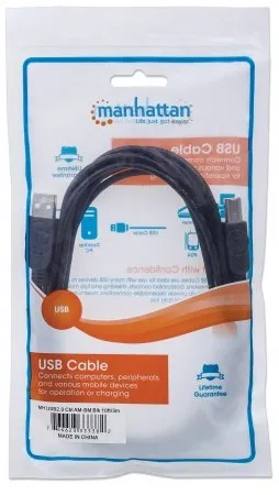 Кабель USB Manhattan USB AM-BM, 1m (306218)