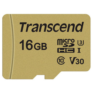 Карта памяти Transcend 16GB UHS-I/U3 Class 10 500S + SD-adapter (TS16GUSD500S)